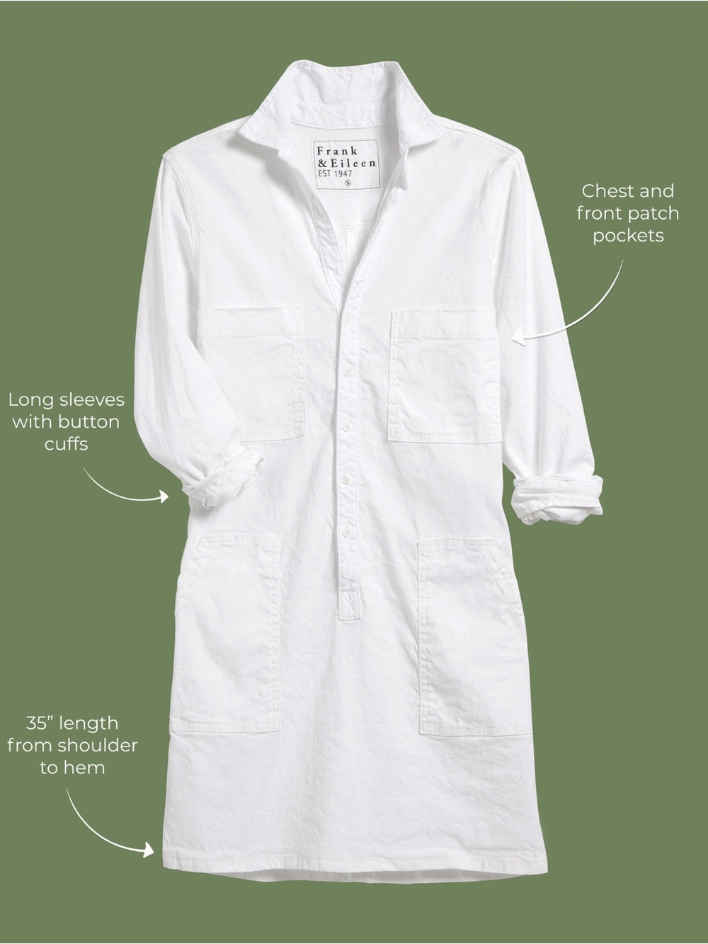 Frank & Eileen Italian Performance Linen Dress size Size S Chic Preppy Coastal - Picture 16 of 16